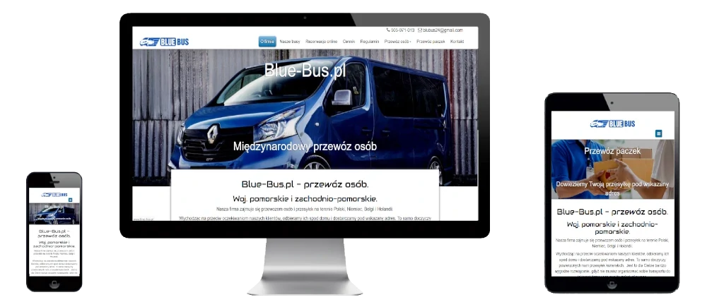 Strona internetowa firmy Blue Bus