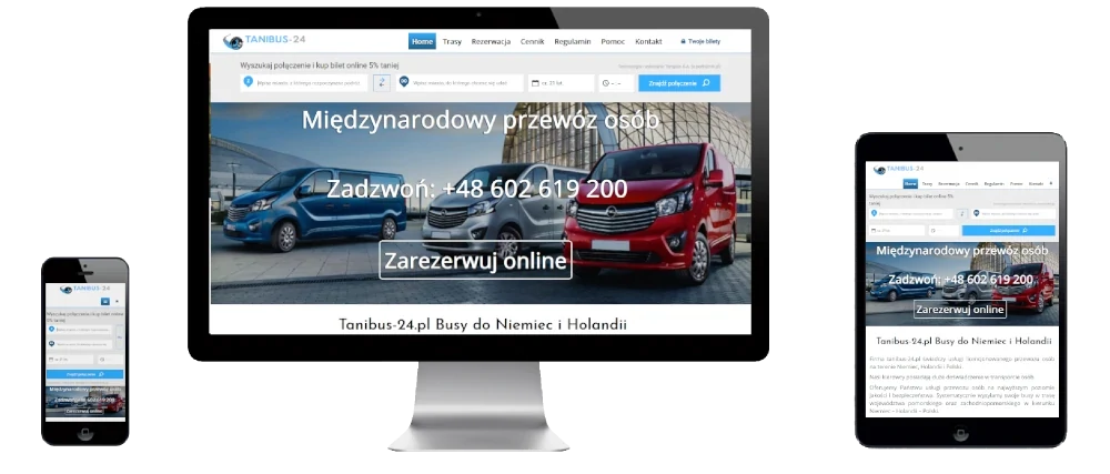 Strona internetowa firmy Tani Bus 24